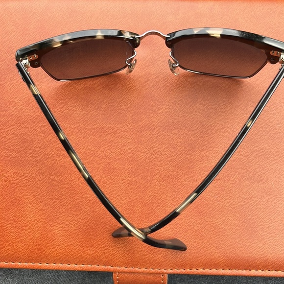 TORTOISE-SILVER BROWLINE RETRO-VINTAGE SQUARE POLARIZED SUNGLASSES w GRAY LENSES - Picture 5 of 6